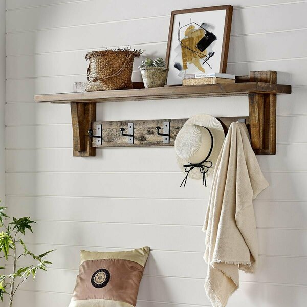 Fondo 60 in. Durango Industrial Wood Coat Hook with Entryway Shelf FO3239642